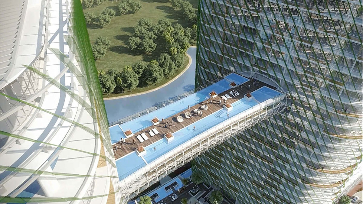 The aerial view of the Ahasa sky bridge